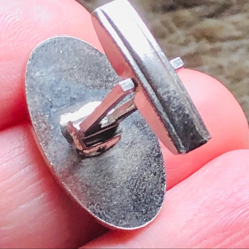 Vintage silver plated clear rhinestone accent cuff links